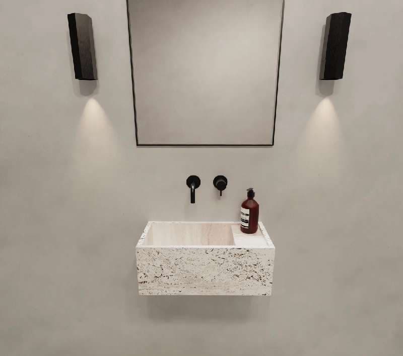 Lave-mains en travertin blanc – Chemery – Neuf