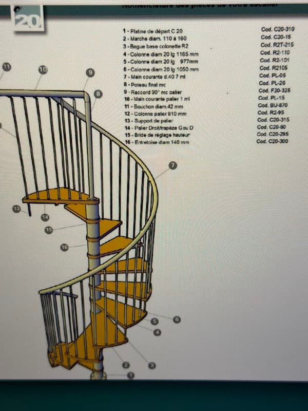 lot de deux escaliers colimaçon, C2, neuf diamètre 140 cm. Hauteur 2,40 m chacun — photo 3