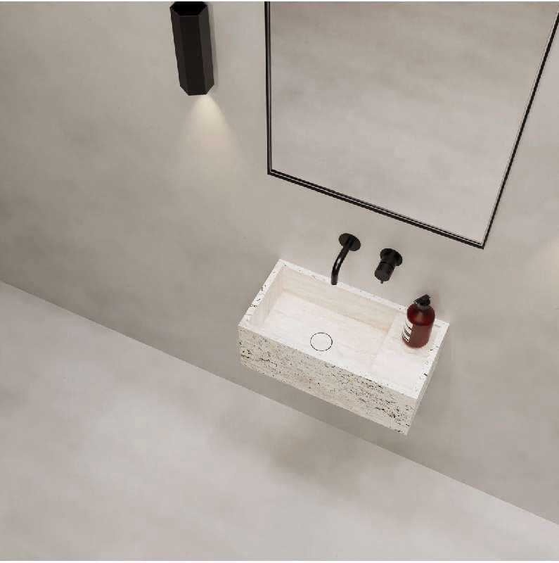 Lave-mains en travertin blanc – Chemery – Neuf — photo 2