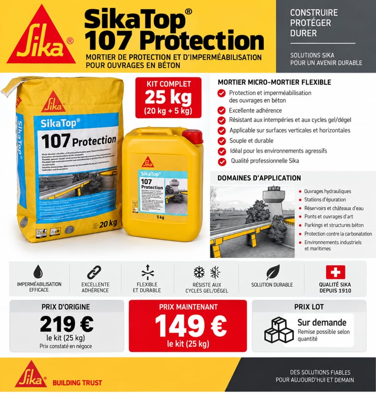 SikaTop® 107 Protection – Kit 25 kg – Mortier d’imperméabilisation — photo 1